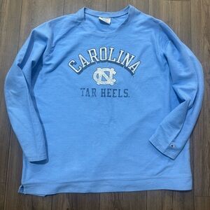 Champion UNC Tar Heels Carolina Blue Waffle Knit Long Sleeve Shirt XL Vintage